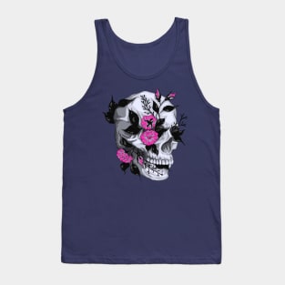 Day of The Dead Skull with Pink Flowers for Women and Men Tank Top